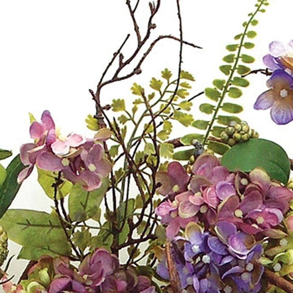 Wreath - 22" Purple Artificial Summer Hydrangea Wreath