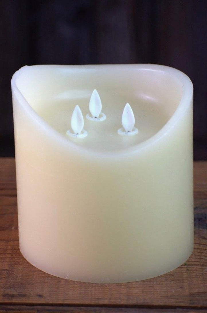 Candle -Cream 3 Wick Moving Flame
