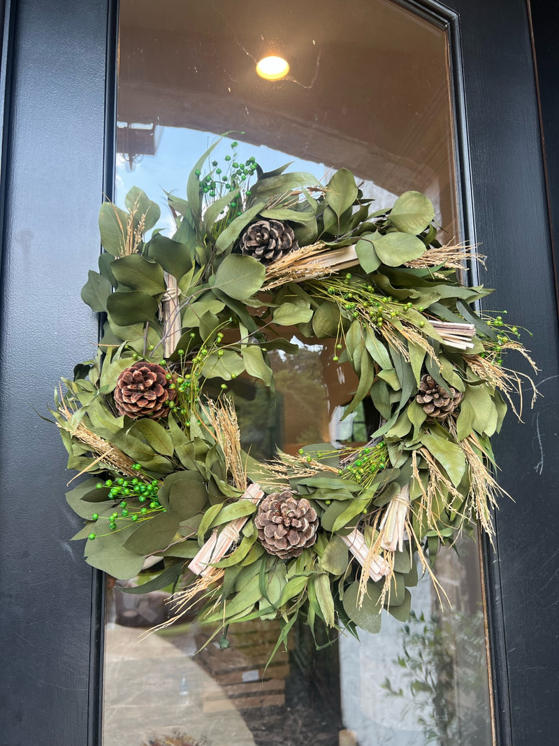 Wreath - Eucalyptus and Pinecone Garland Wreath