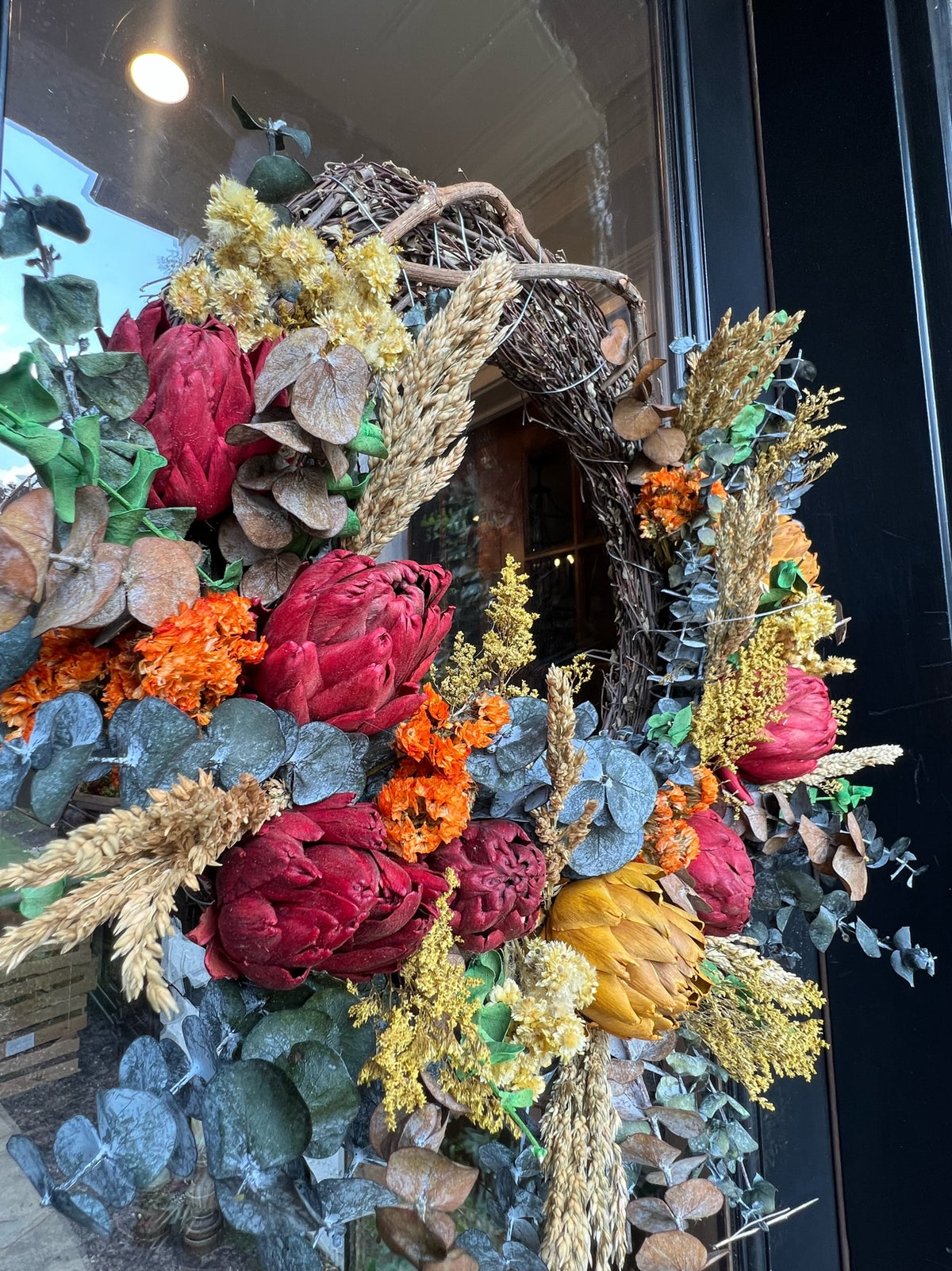 Wreath -Floral Artichoke Half Wreath 21”