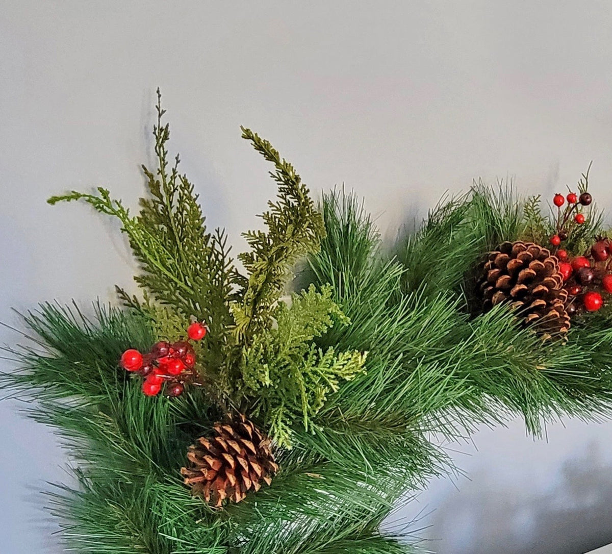 Garland -Pine Garland with Red Berries and Pine Cones
