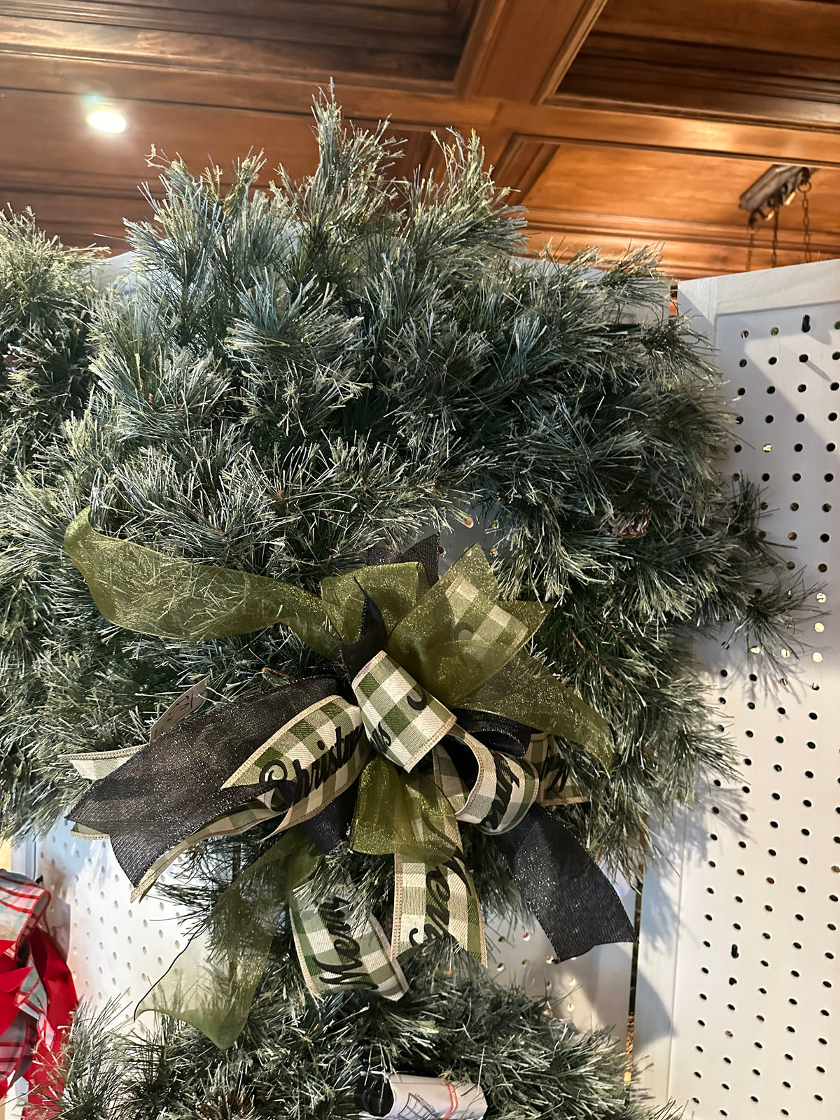 Christmas Bow - Green Buffalo Check with Merry Christmas Ribbon