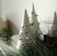 Christmas - (Set of 3) handmade white pottery trees