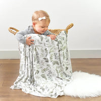 Baby Blanket -Extra Soft Stretchy Knit Swaddle Blanket: Graceful Greenery