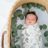 Baby Blanket -Extra Soft Stretchy Knit Swaddle Blanket: Graceful Greenery