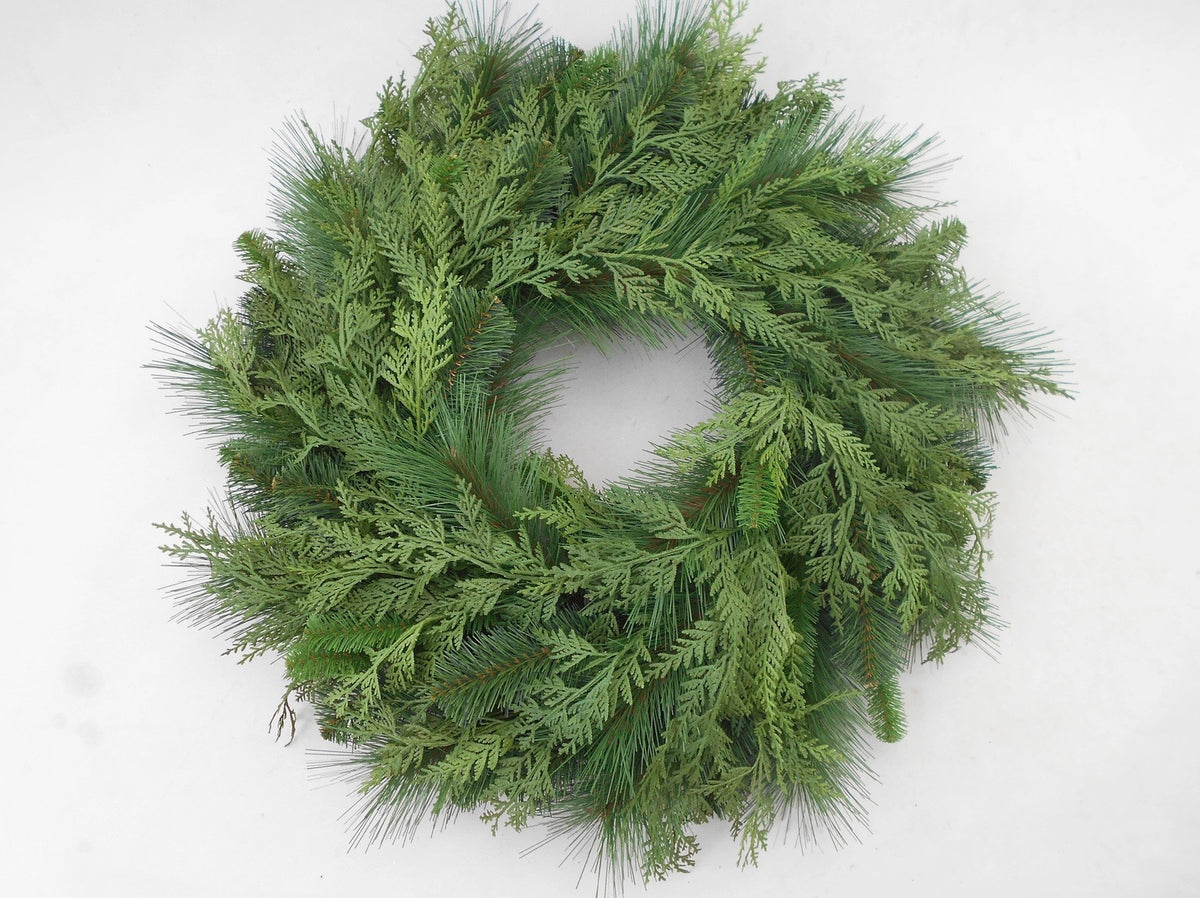 Wreath Artificial UV Pine Cedar Wreath - 24"