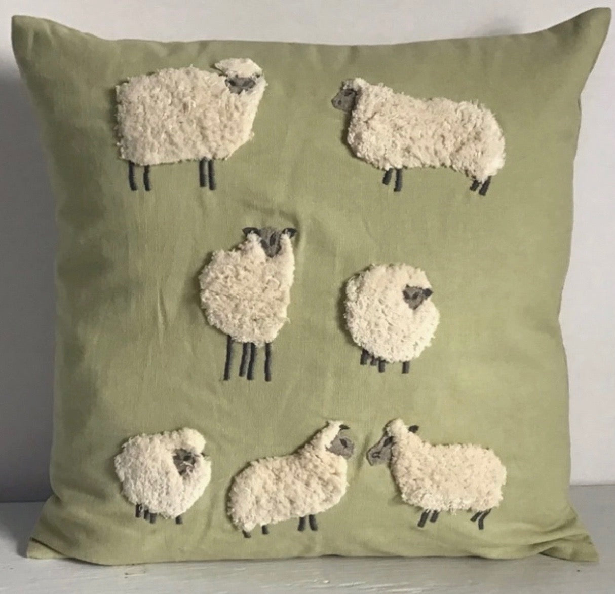 Green fluffy online pillow