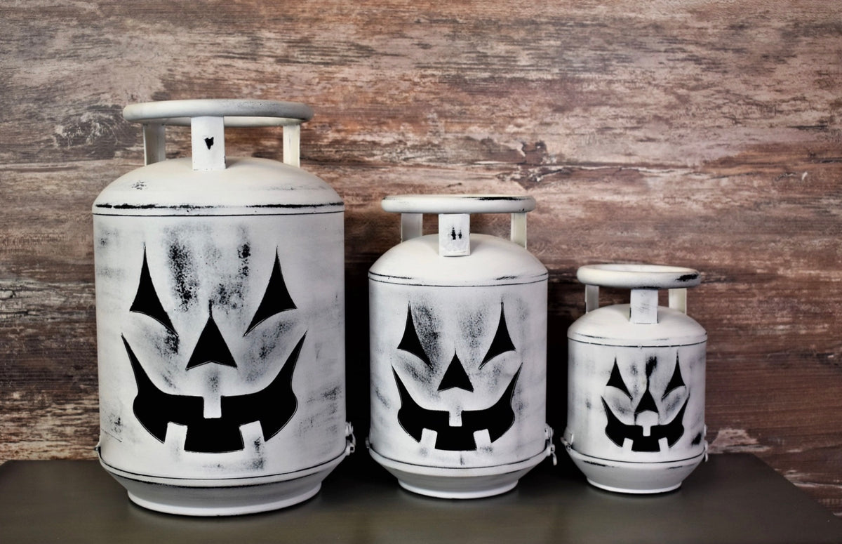 Halloween -Whitewash Pumpkin Cylinders (Set of 3)