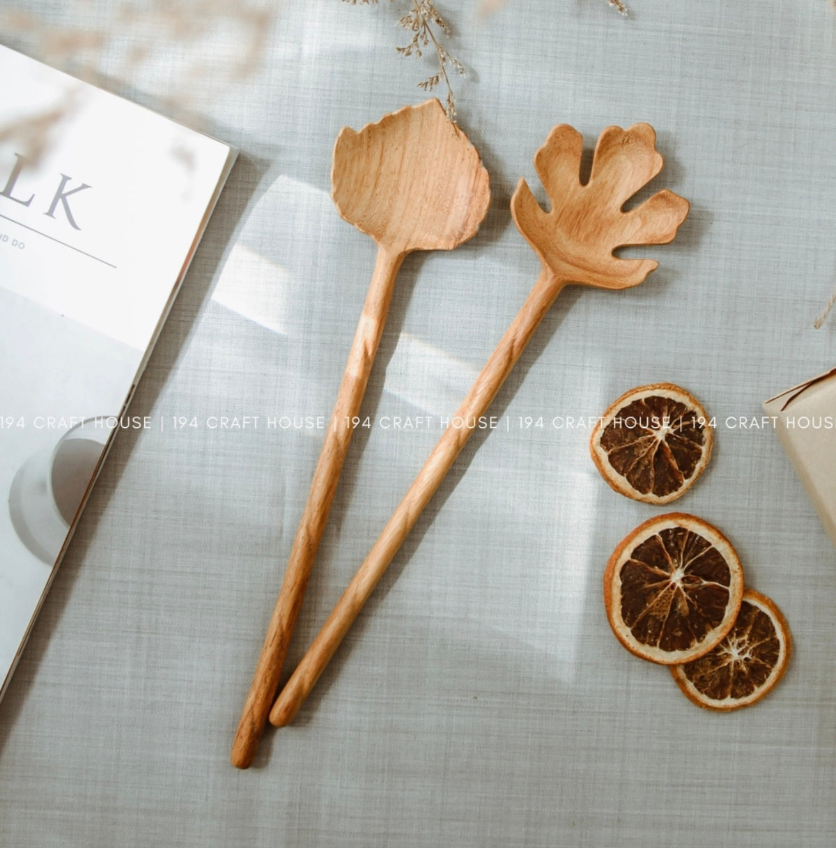 Spoon Set -Wooden Leaf Spoon Serving Set