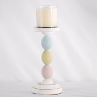 Candle Holder-  Egg Candle Holder   White/Multi   10"