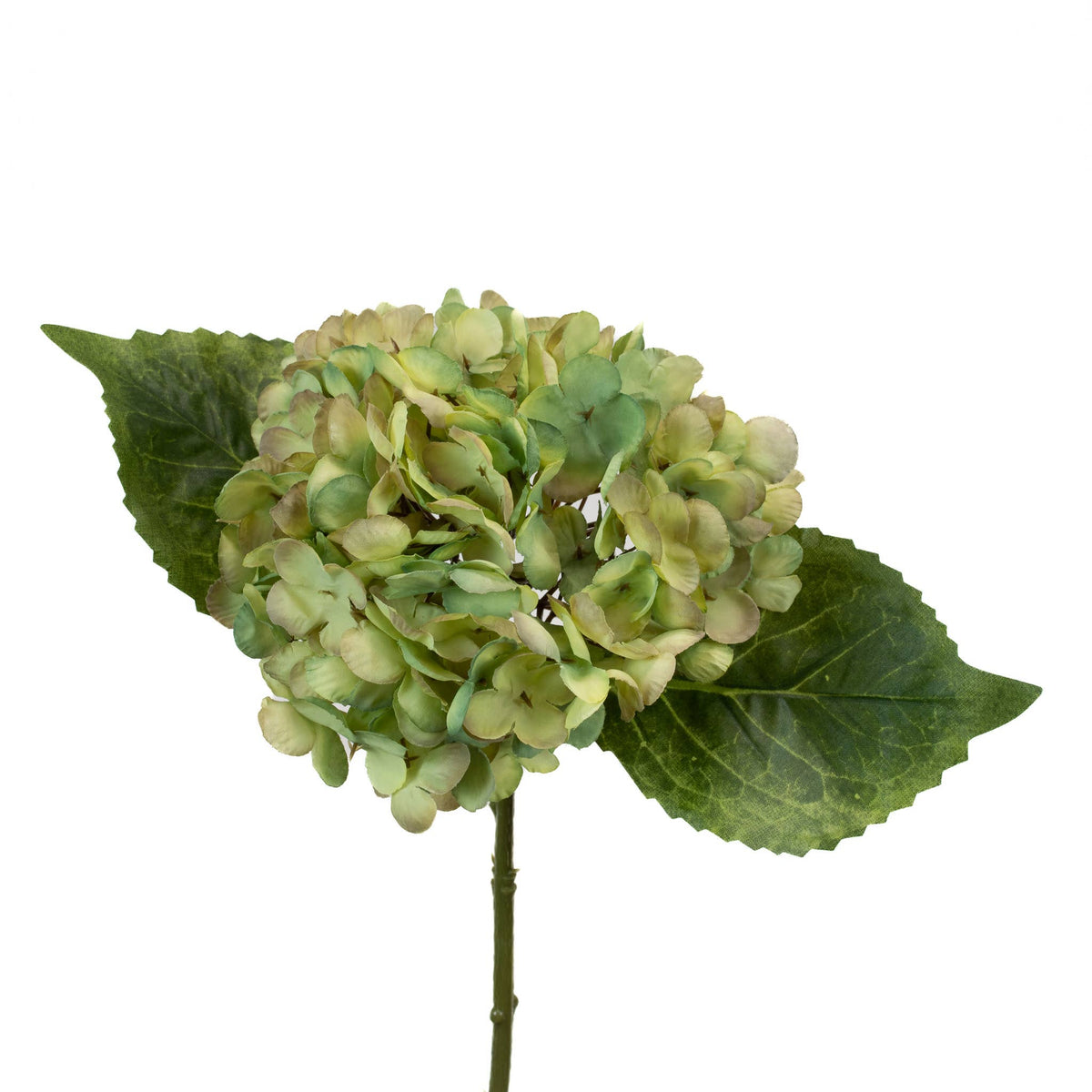 Flower Stem - Faux Hydrangea- Light Green / Purple - 13 Inch