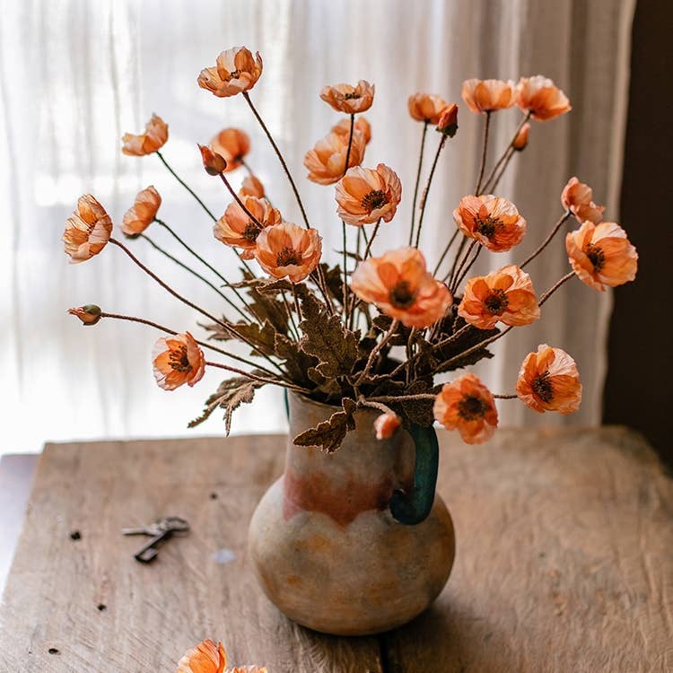 Plant/Flower - Poppy Flower Stem in Orange 23" tall