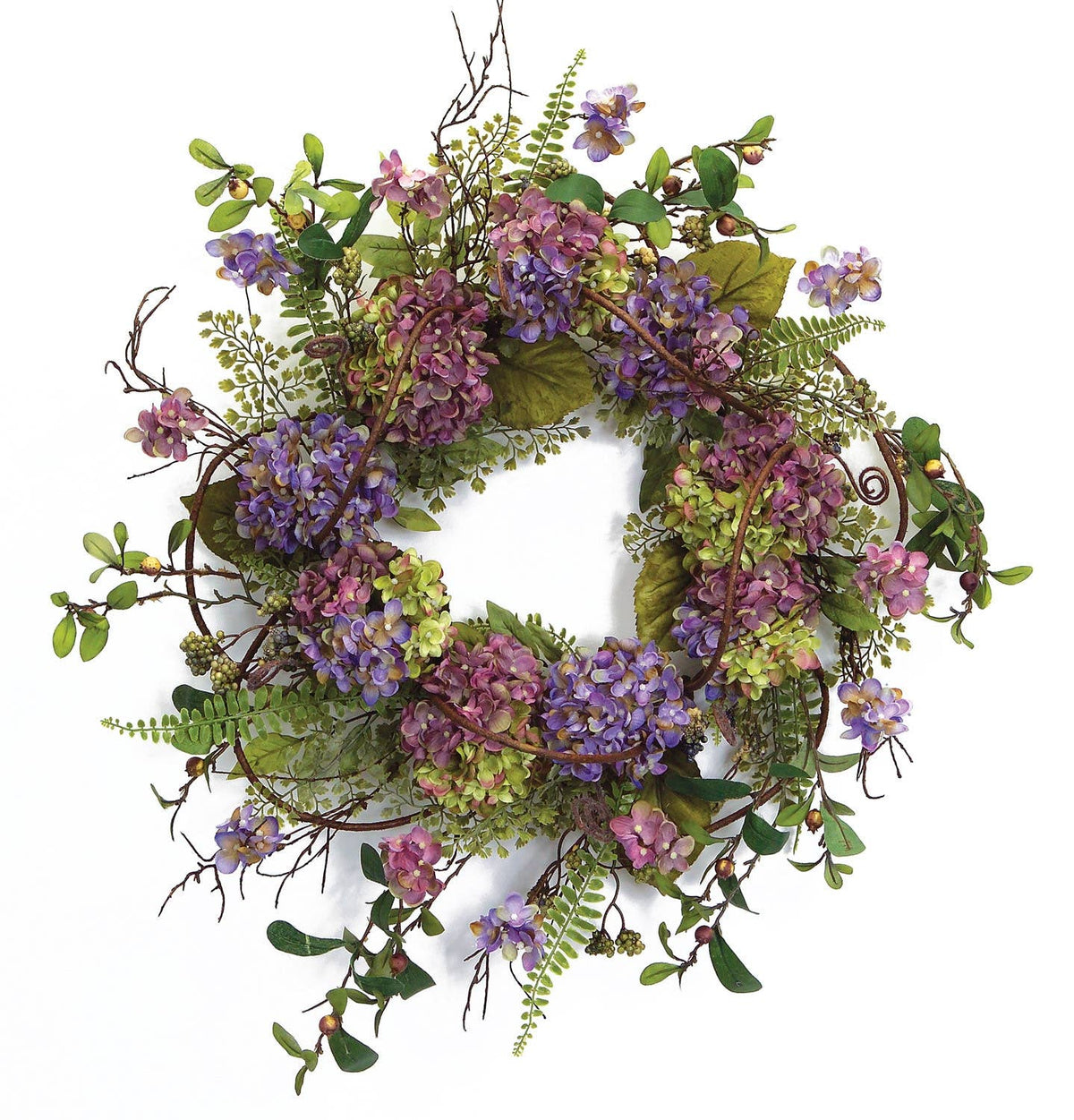 Wreath - 22" Purple Artificial Summer Hydrangea Wreath