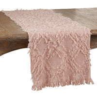 Table Runner - Fringe Waffle Weave Runner: 16"x90" / Rose