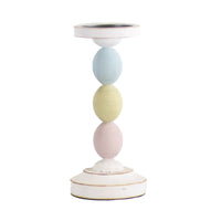 Candle Holder-  Egg Candle Holder   White/Multi   10"